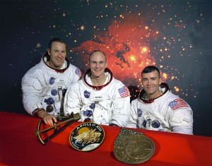 Original crew photo. Left to right: Lovell, Mattingly, Haise